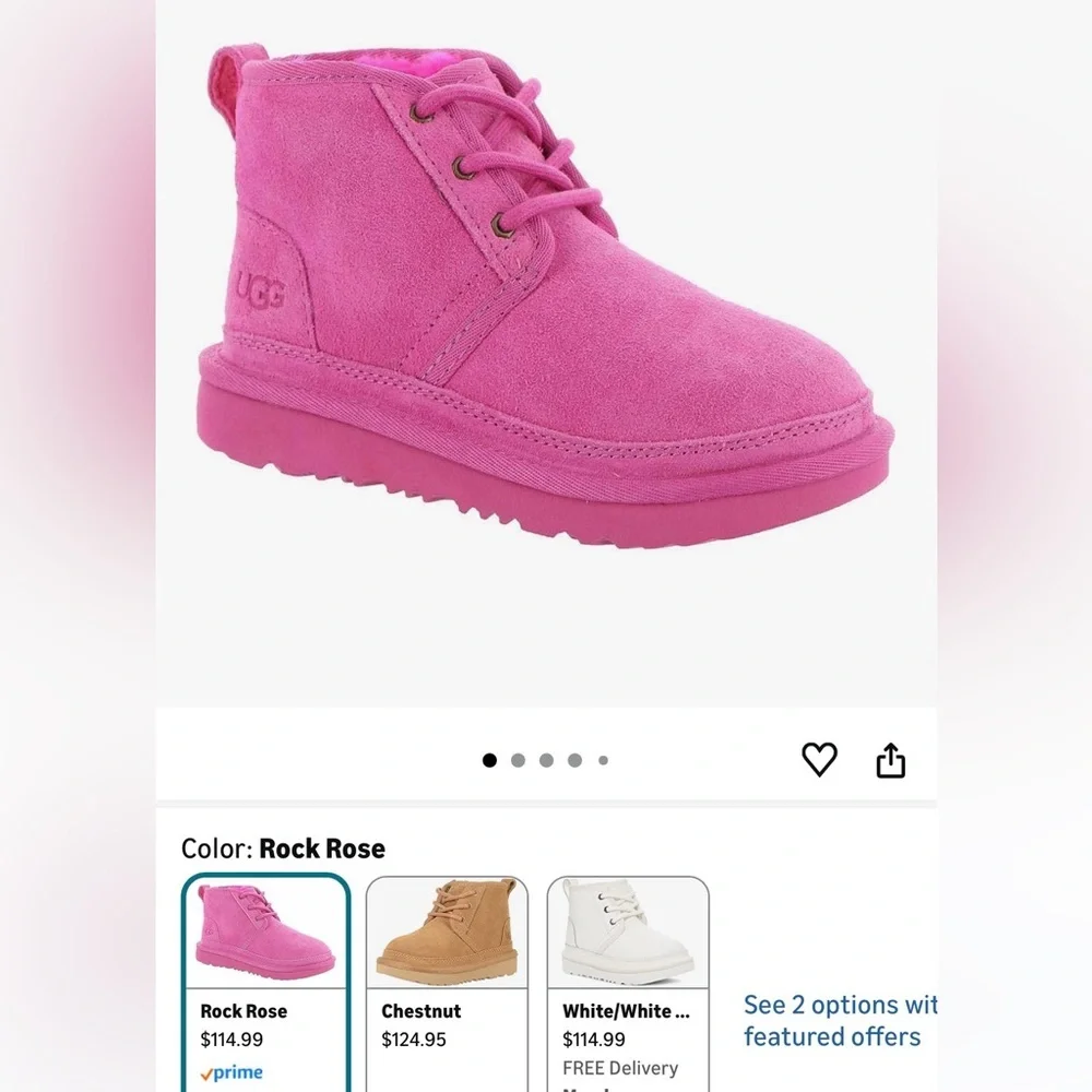 Ugg Neumel little girl size 2 pink suede sheepskin boots